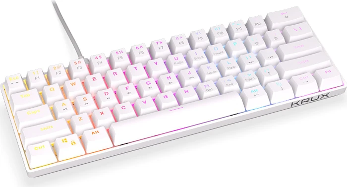Krux Qara 60%, White, LEDs RGB, Outemu Red, USB, US