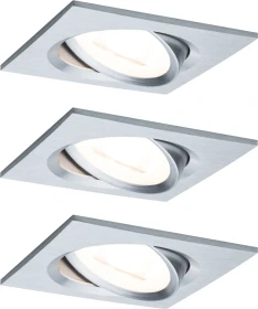 Paulmann LED Nova eckig 6W Einbauleuchte alu gedreht, 3 Stück