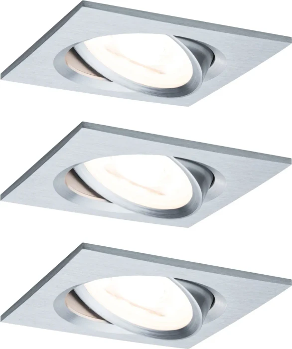Paulmann LED Nova eckig 6W Einbauleuchte alu gedreht, 3 Stück
