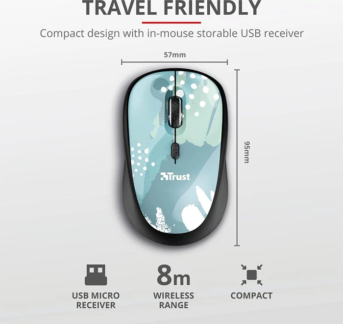 Trust Yvi Wireless Mouse Blue Brush, USB