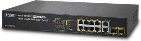 Planet FGSD Desktop Smart Switch, 8x RJ-45, 2x RJ-45/SFP, 125W PoE+
