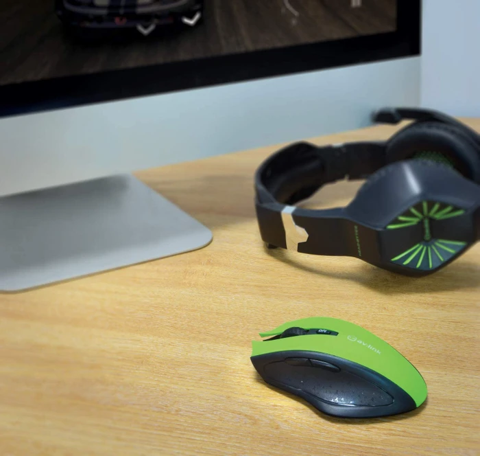 AV:Link 2.4G Hand-Byte Wireless Gaming Mouse grün/schwarz, USB