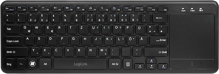 LogiLink Wireless Tastatur mit Touchpad, schwarz, USB, DE