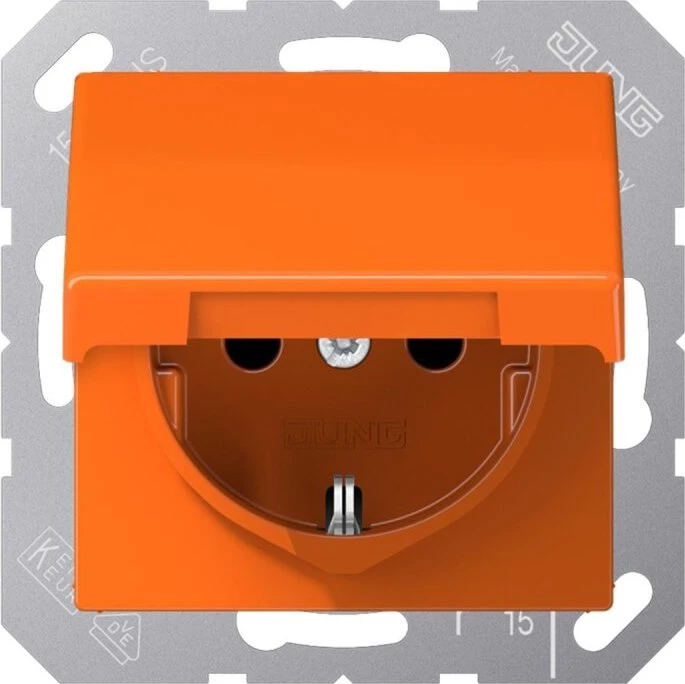 Jung SCHUKO-Steckdose Klappdeckel, orange