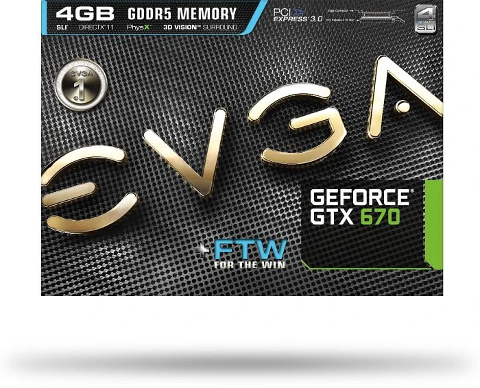 EVGA GeForce GTX 670 FTW, 4GB GDDR5, 2x DVI, HDMI, DP