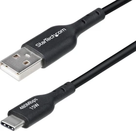 StarTech USB 2.0 Kabel, USB-C 2.0 auf USB-A 2.0, 3A Schnellladekabel, TPE-Mantel, schwarz, 4m (USB2AC4MBKE)