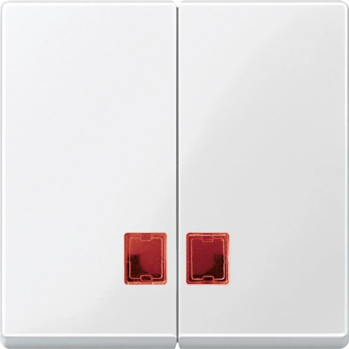 Merten System M Doppelwippe rotem Symbolfenster Thermoplast brillant, polarweiß