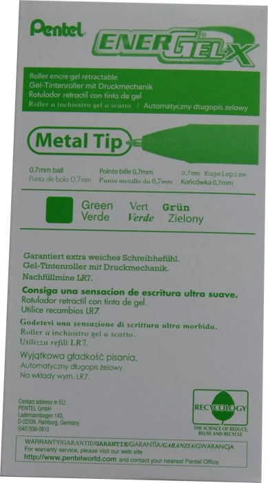 Pentel EnerGel X BL107 0.7mm/0.35mm Gelroller grün/transparent, 12er-Pack