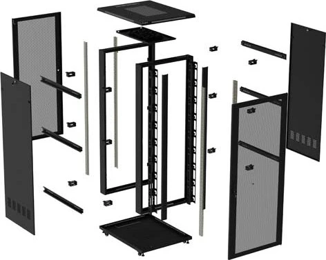 Lanberg 19" Rackschrank 42HE, freistehend, Flat Pack, Gitternetztür, IP20, RAL 9004, 1000mm tief