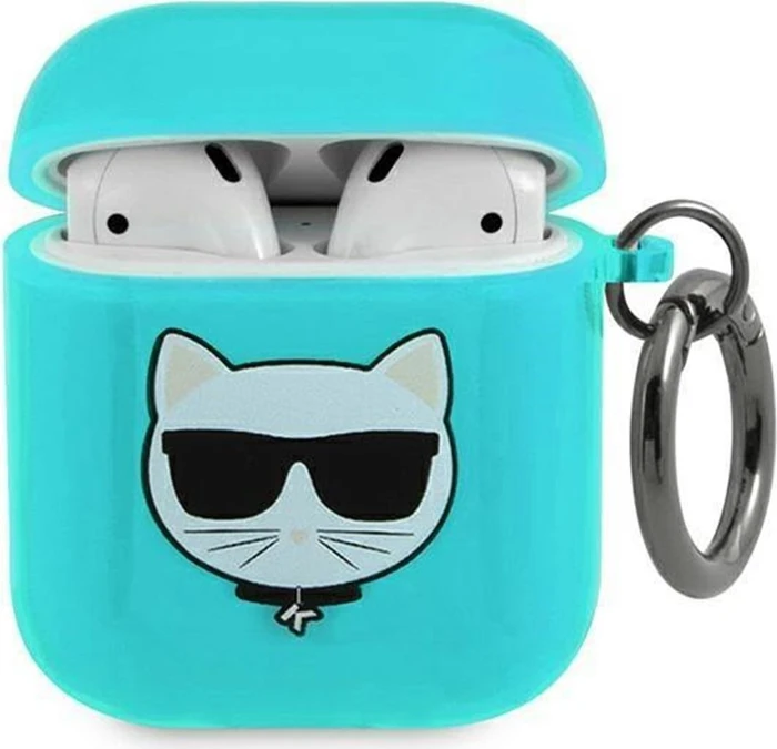 Karl Lagerfeld AirPods 1/2 Case Glitter Choupette blau