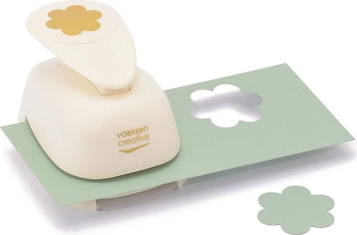 Vaessen Creative Hebel-Motivstanzer Maxi, Blume Clio, gold/weiß, 38x35mm