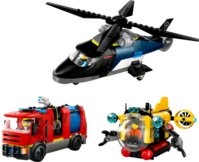 LEGO City - Kombinationsset mit Hubschrauber, Löschauto und U-Boot