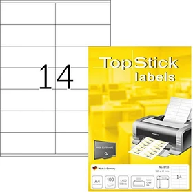 TopStick Etiketten Universal, 105x41mm, weiß, 100 Blatt (1400 Etiketten)