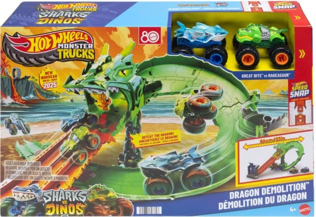 Mattel Hot Wheels Monster Trucks Sharks vs Dinos - Dragon Demolition (JFR06)