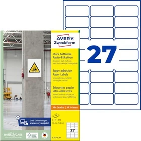 Avery-Zweckform Etiketten, 63.5x29.6mm, weiß, 20 Blatt (540 Etiketten)