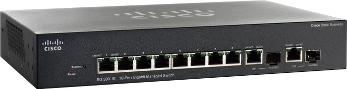 Cisco SG300 Desktop Gigabit Managed Switch, 8x RJ-45, 2x RJ-45/SFP