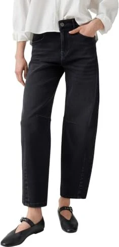 Opus Lissie Boldy Barrel aus BCI Cotton Mix Mid Rise Jeans dark grey (Damen)