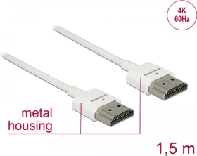 DeLOCK Slim 4K High Speed mit Ethernet HDMI 2.0 Kabel weiß, 1.50m