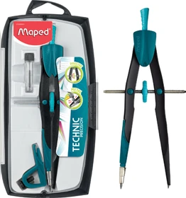 Maped Precision System Zirkelkasten 3-teilig, schwarz/silber, Klappdeckeletui