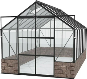 Vitavia Cassandra 11500 ESG 3mm Gewächshaus inkl. Sockel schwarz/sandstein