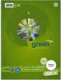 Ursus green Collegeblock, A4, Lineatur 21, grün, 80 Blatt