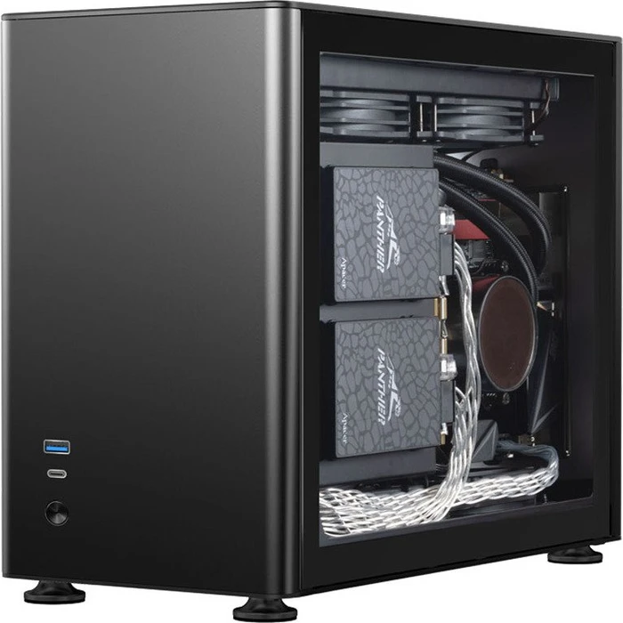 Jonsbo A4, schwarz, Glasfenster, Mini-ITX