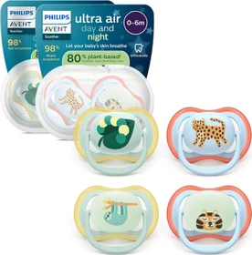 Philips Avent SCF087/22 Ultra Air Day & Night Beruhigungsschnuller, 0-6M, Silikon, grün/blau, 4 Stück
