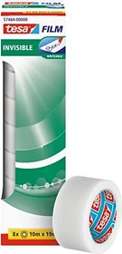 tesa tesafilm Invisible transparent/weiß, Klebestreifen, 19mm/10m, 8 Stück