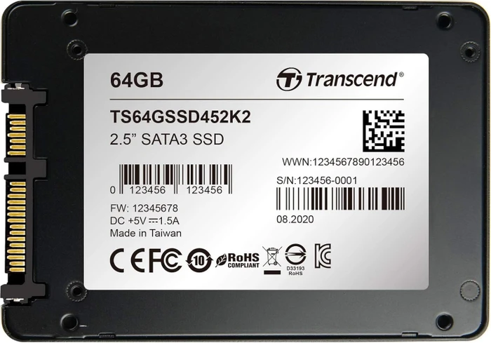 Transcend SSD452K2 64GB, 2.5" / SATA 6Gb/s