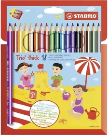 STABILO Trio thick Buntstift sortiert, Kartonbox, Anspitzer, 18er-Set