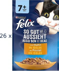 Purina Felix So gut wie es aussieht Senior mit Huhn in Gelee, 2.21kg (26x 85g)