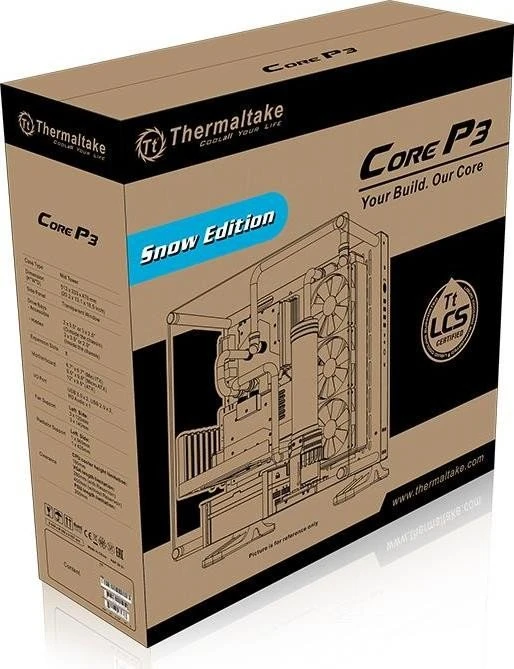 Thermaltake Core P3 Tempered Glass Snow Edition, weiß, Glasfenster