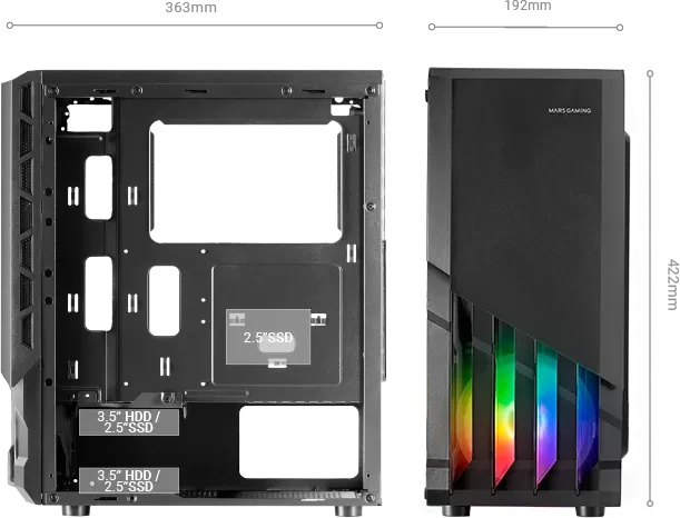 Mars Gaming MC-X2 Black, Glasfenster