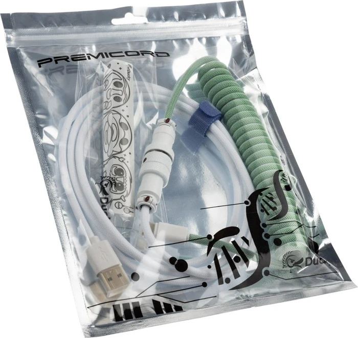 Ducky Premicord Spiralkabel USB-C auf USB-A, Tastaturkabel (Spiral-Textilkabel), 1.8m, Merry Christmas Limited Edition