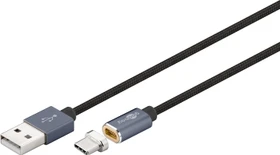 goobay Magnet USB-A 2.0 auf USB-C 2.0 Adapterkabel schwarz, 1.2m (59039)