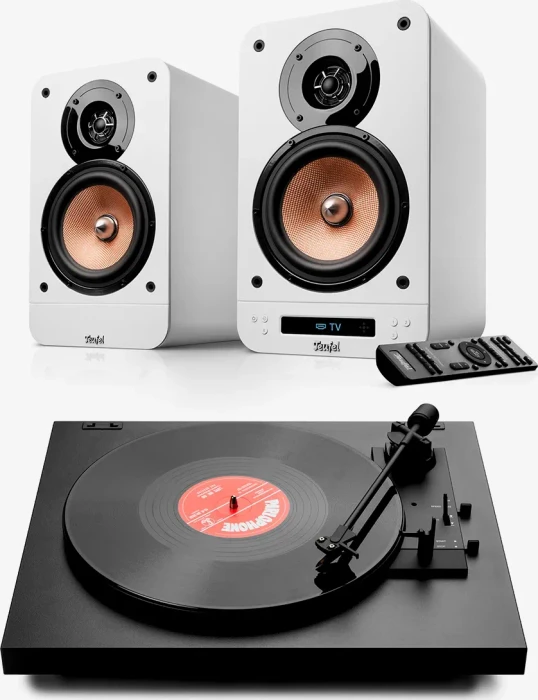 Teufel Ultima 25 Aktiv 2 + Pro-Ject A1.2 weiß/schwarz