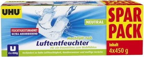UHU Luftentfeuchter Nachfüll-Tab neutral, 1.80kg (4x 450g)