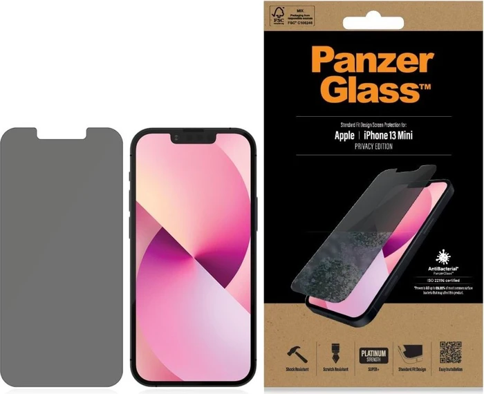PanzerGlass Standard Fit Privacy AntiBacterial für Apple iPhone 13 Mini