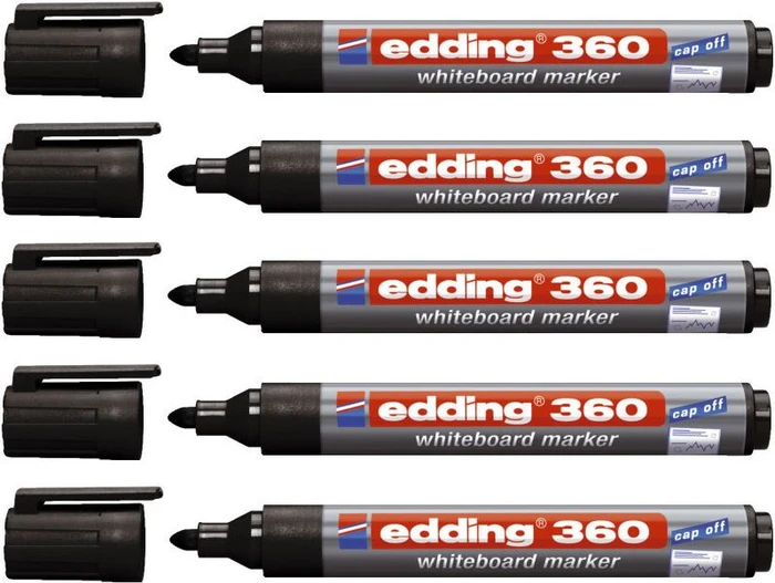 edding 360 Whiteboardmarker schwarz, 5er-Pack