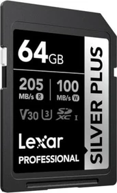 Lexar Professional SILVER PLUS R205/W100 64GB, UHS-I U3, Class 10