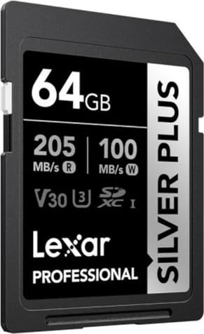 Lexar Professional SILVER PLUS R205/W100 64GB, UHS-I U3, Class 10