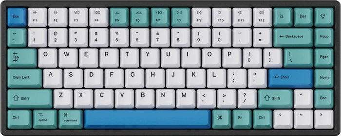 Keychron Q1/Q2/K2 OEM Dye-Sub Keycap-Set Iceberg, Kunststoff (PBT), Iceberg, blau/türkis/weiß, 97 Tasten (83+14), ANSI-US