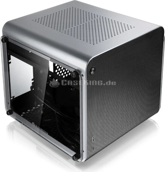Raijintek Metis Evo TGS, silber/schwarz, Glasfenster, Mini-ITX