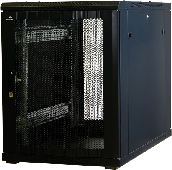 Rockstable 19" Serverschrank 15HE, Gitternetztür, IP2X, schwarz, 1000mm tief