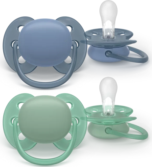 Philips Avent SCF091/42 ultra soft Beruhigungsschnuller, 6-18M, Silikon, blau/grün, 2 Stück