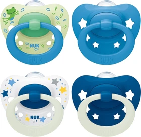 NUK Signature Schnuller, 6-18M, Silikon, sterne, 4 Stück