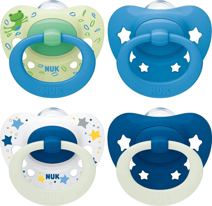 NUK Signature Schnuller, 6-18M, Silikon, sterne, 4 Stück