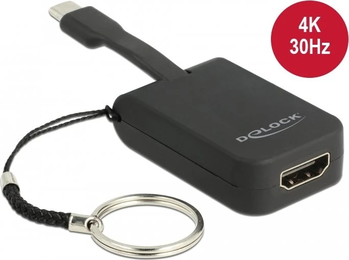 DeLOCK USB Type-C Adapter zu HDMI, DP Alt Mode, 4K 30Hz, Schlüsselanhänger, USB-C 3.0 [Stecker]