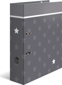 Herma Ordner 2-Ring mit Motiv, 70mm, A4, Stars Grau mit Bordüre, 10er-Pack