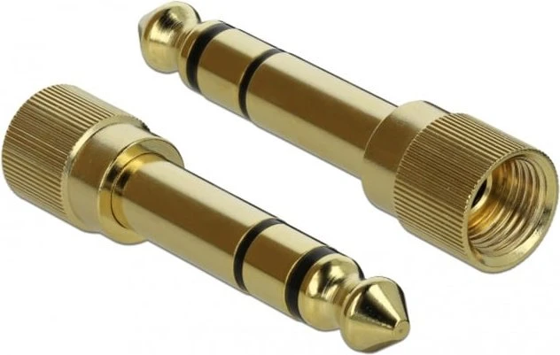 DeLOCK 3.5mm Klinke 3-Pin [Stecker] auf 3.5mm 3-Pin Klinke [Stecker], mit 2x Schraubadapter auf 6.35mm, schwarz 2m